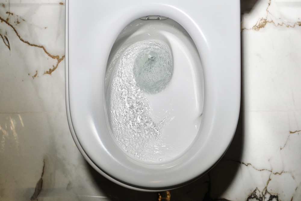 Flushing,Toilets.,Close,Up,Flushing,Water,In,Toilet,Bowl.,Toilet,